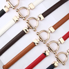 Women Fashion Simple Alloy Round Buckle Pu Belt