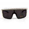 Fashion Windproof Rhinestone Decor Big Frame Sunglasses