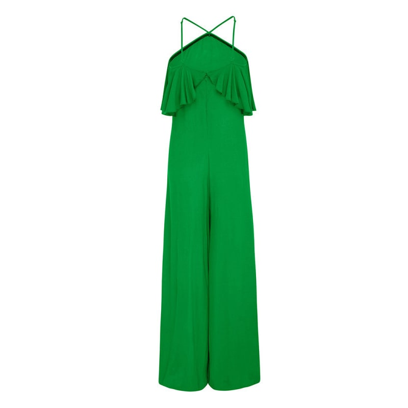 Women Fashion Solid Color Spaghetti Strap Halter Neck Jumpsuits