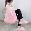 Women Fashion Y2K Plush Slippers Tote Bag Two-Piece Set