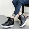 Women Fashion Solid Color Side Zipper Lace-Up Round Head Thick-Soled Sneakers