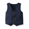 Classic Style Boy Shirt And Button Design Vest And Pant With Bowtie