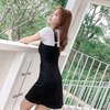 Fashion Women Campus Style Single-Breasted Suspender Denim Dress