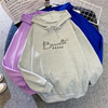 2 Pieces Women'S Fashion Letter Print Loose Fleece Hooded Sweatshirt