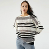 Women Casual Loose Stripe Long Sleeve Knitted Sweater