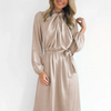 Women Fashion Solid Color Long Sleeve Dress