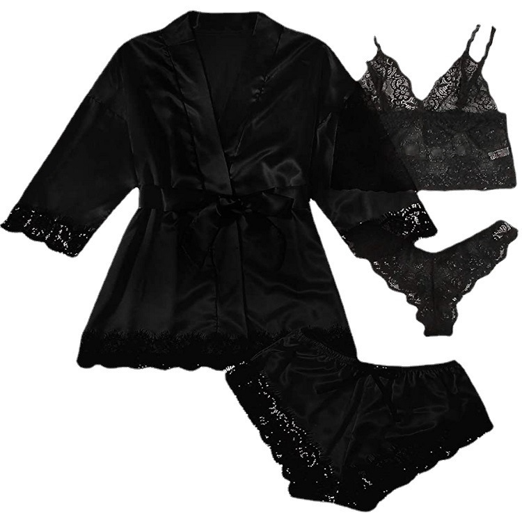 Women'S Sexy Suspender Pajamas Pajamas Four Piece Set