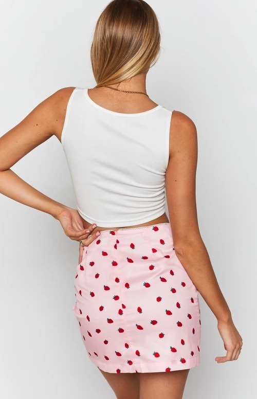 Women Fashion Cute Strawberry Printing Skirt