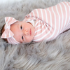 Baby Newborn Stripe Print Swaddle Blanket Wrapping Towel And Headband 2pcs Set