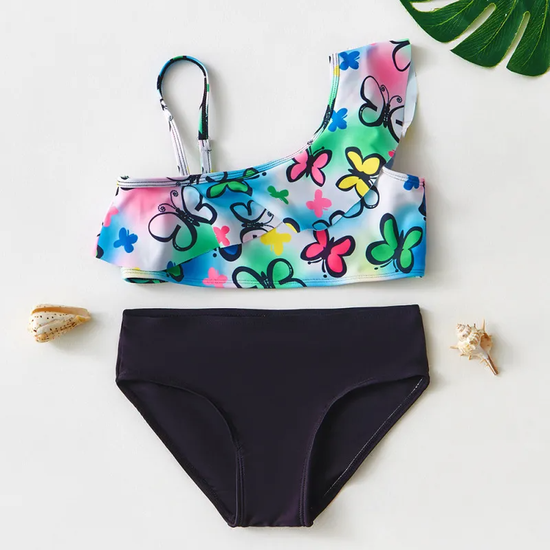 Children Kids Baby Fashion Girls Butterfly Print Swimsuit