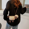 Kids Girls Boys Fashion Casual Cute Color Matching Cartoon Lamb Knitted Crossbody Bag