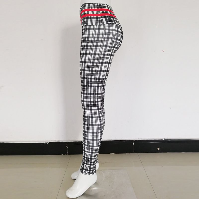 Plaid Print Fitness Sports Dancing Yoga Leggings Pants