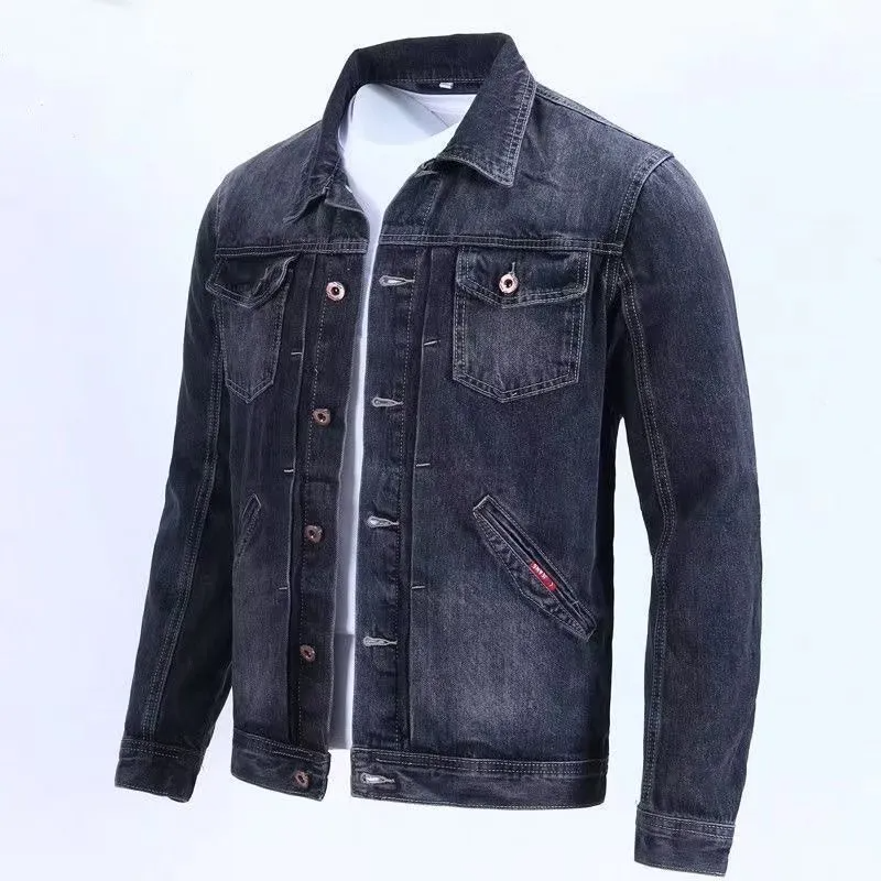 Men Casual Retro Multi Pocket Slim Denim Jacket