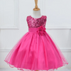 Kids Toddler Big Girls Summer Fashion Party Cute Sweet Solid Color Sequins Floral Pleated Sleeveless Mesh Party Tutu Dress