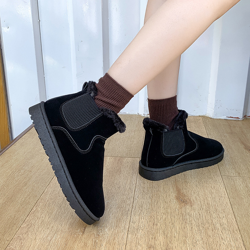 Women Winter Fashion Fleece-Lined Warm Round Toe Flat Snow Boots