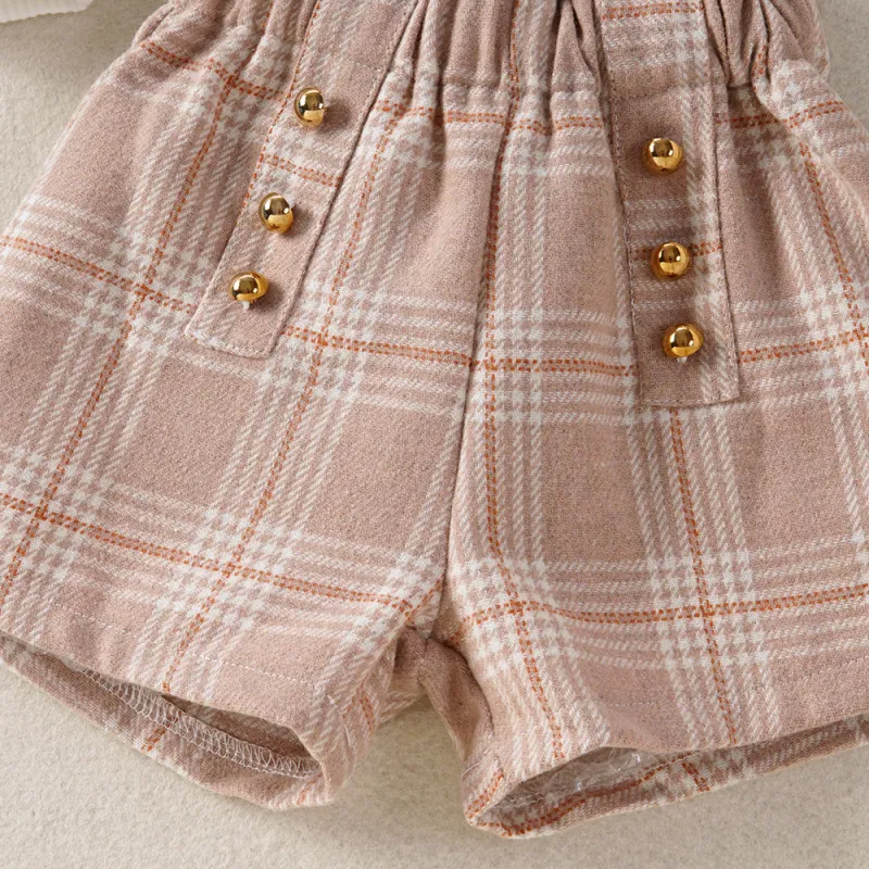 Toddler Girls Fashion Casual Solid Color Long Sleeve Turtle Neck Sweater Stripe Shorts Sets