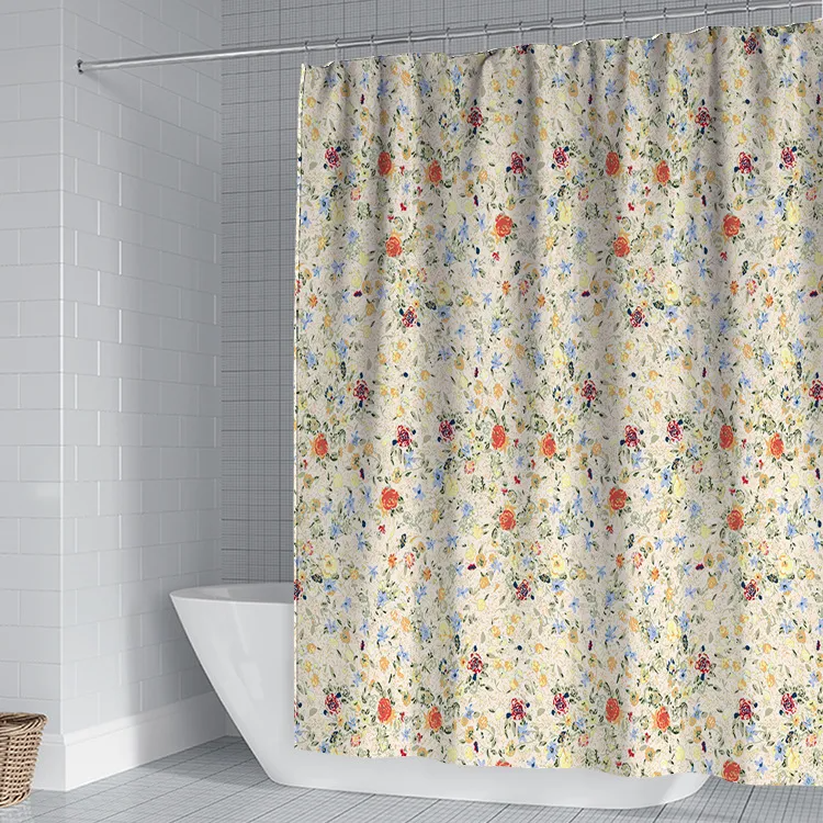 (Buy 1 Get 1) Tiny Flower Series 3D Digital Printing Home Polyester Cloth Shower Curtain