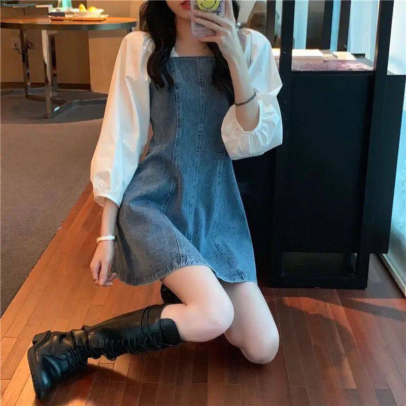 Women'S Fashion Design Stitching Denim Dress