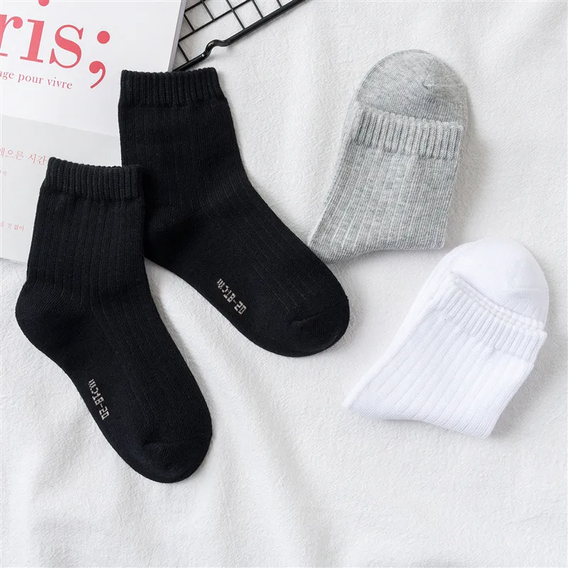 Kids Unisex Black White Breathable Socks