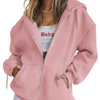 (Buy 1 Get 1) Women Casual Loose Zipper Long Sleeve Hooded Sweatshirt Jacket