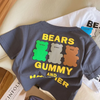 (Buy 1 Get 1) Kids Toddler Girls Boys Summer Cute Pure Cotton Solid Color Bear Cartoon Round Neck T-Shirt