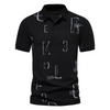 Men Business Casual Letter Print Short Sleeve Lapel Polo Shirt