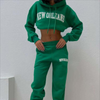 Women Fashion Casual Athleisure Letter Print Pocket Hoodie And Sweatpants Set