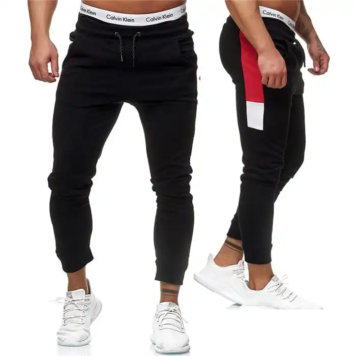 Men Fashion Color Blocking Drawstring Waist Sweatpants