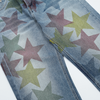 Women Fashion Street Hip-Hop Wide-Leg Five-Pointed Star Full Printed Straight Jeans