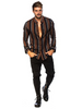 Men Fashion Stripe Print Long Sleeve Lapel Shirt