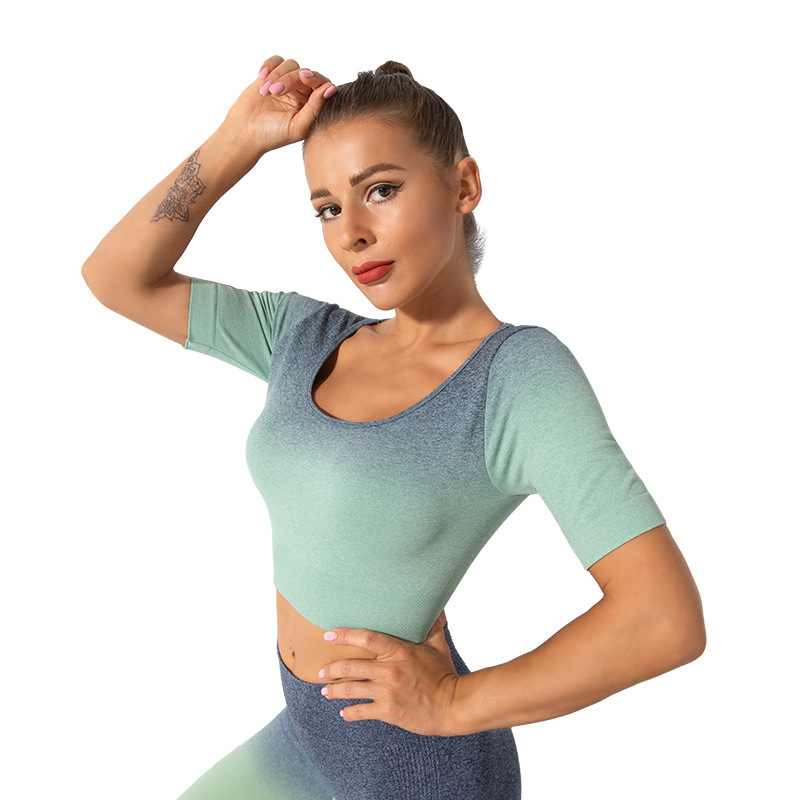 Women Casual Short-Sleeved Sports Yoga Crop Top