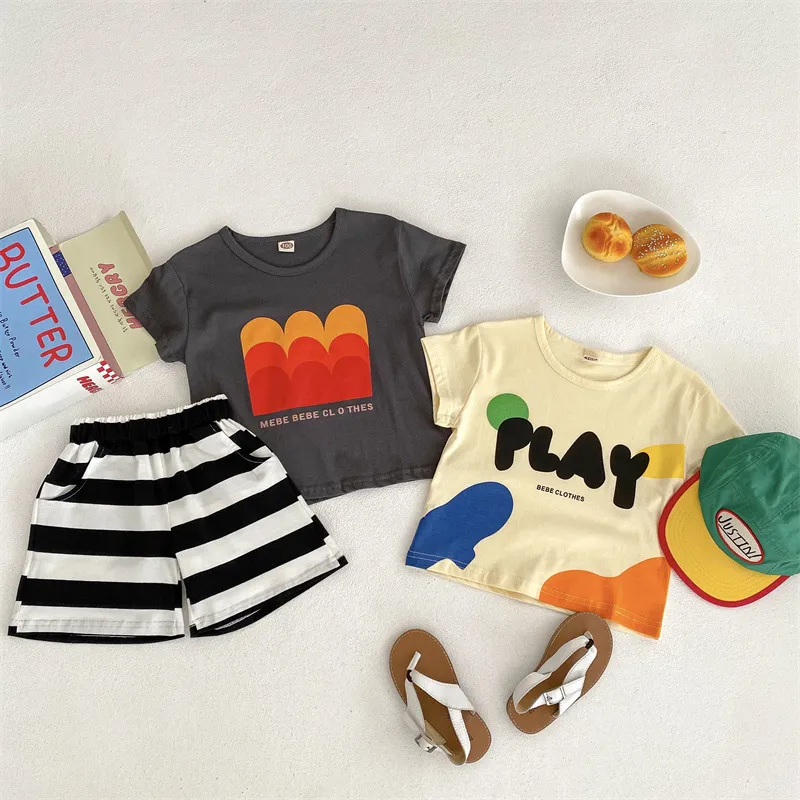 Children Kids Baby Fashion Boys Girls Short Sleeve Cartoon Letter Print T-Shirt