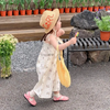 Kids Toddler Girls Fashion Fresh Style Floral Wide Leg Suspenders Jumpsuit