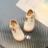 Kids Girls Fashion Casual Velcro Square-Toe PU Leather Flat Shoes