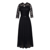 Women Stitching Chiffon Evening Dress Round Neck Long Sleeve Maxi Dress