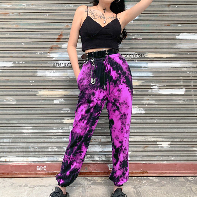 Fashion Women Multicolor Tie-Dye High Waist Harem Pants