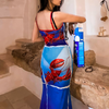 Women Fashion Sexy Lobster Printing See-Through Slip Dress