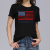 Women'S Fashion Star Stripe Flag Printed Round Neck Short Sleeve T-Shirt