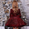 Kids Toddler Big Girls Fashion Party Cute Sweet Mesh Sequins Long Sleeve Tutu Princess Dress