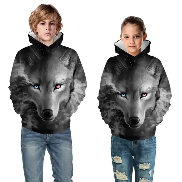 Kids Glowing Wolf Printed Sweatshirt