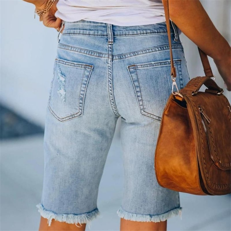 Women Casual Ripped Denim Shorts