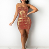 Women Fashion Sexy Drawstring Bodycon Cut Out Dress