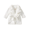 Kids Simple Solid Color Long Sleeve Lapel Plush Night-Robe