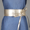 Women Fashion Solid Color Wide Leather Bowknot Tight Waistband For Dress