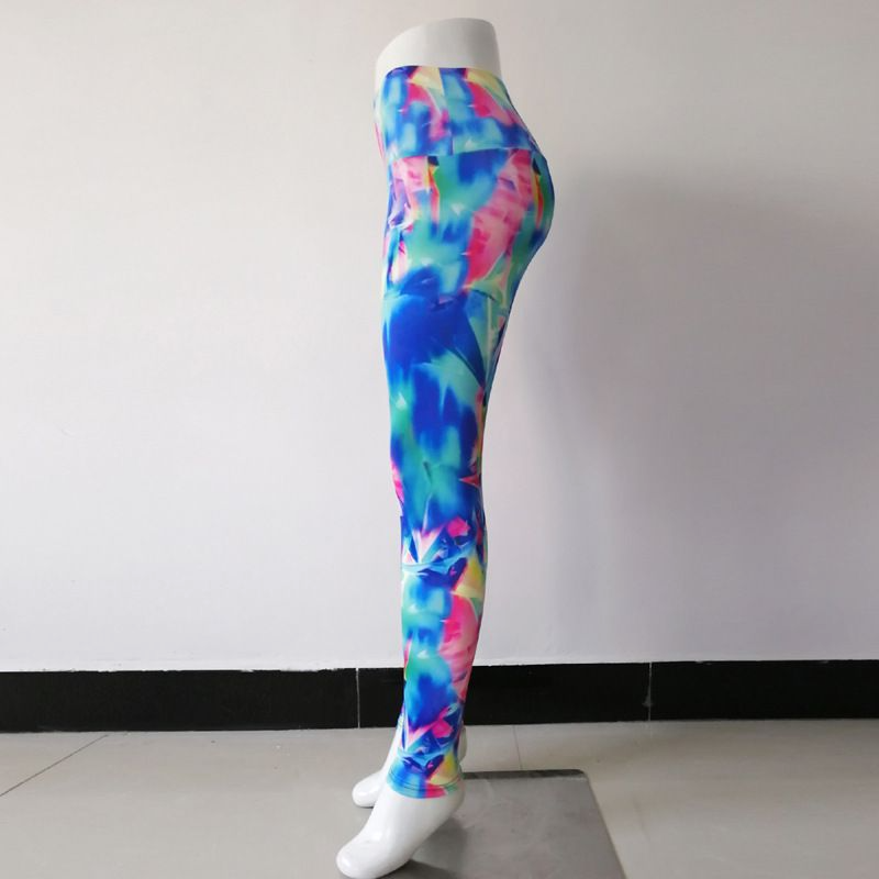 Abstract Type Print Defined Waist Sports Cropped Pants