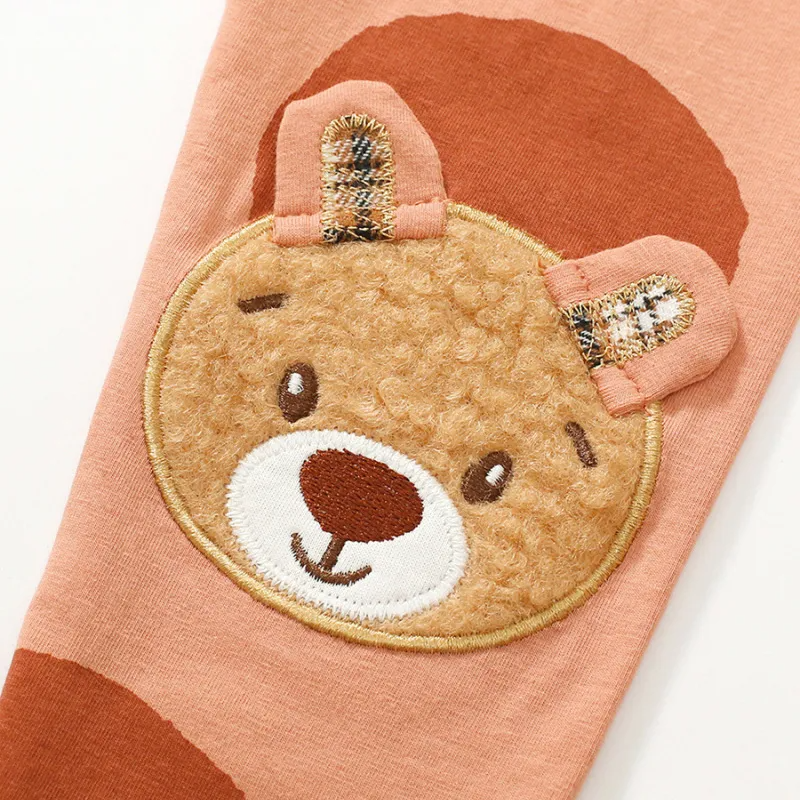 Kids Toddler Big Girls Fashion Casual Color Matching Cartoon Bear Round Neck Long Sleeve Trousers Sweatshirts Sets