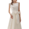 Women Sleeveless Simple Round Neck Satin Simple Elegant Wedding Dress