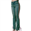 Women Fashion Sexy Side Slit Bandage Denim Pants