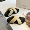 Women Fashion Casual Solid Color Cross Round Toe Thick-Soled Slippers