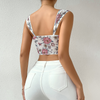 Sexy Women See-Through Backless Lace Floral Print Cropped Sleeveless Camis Corset